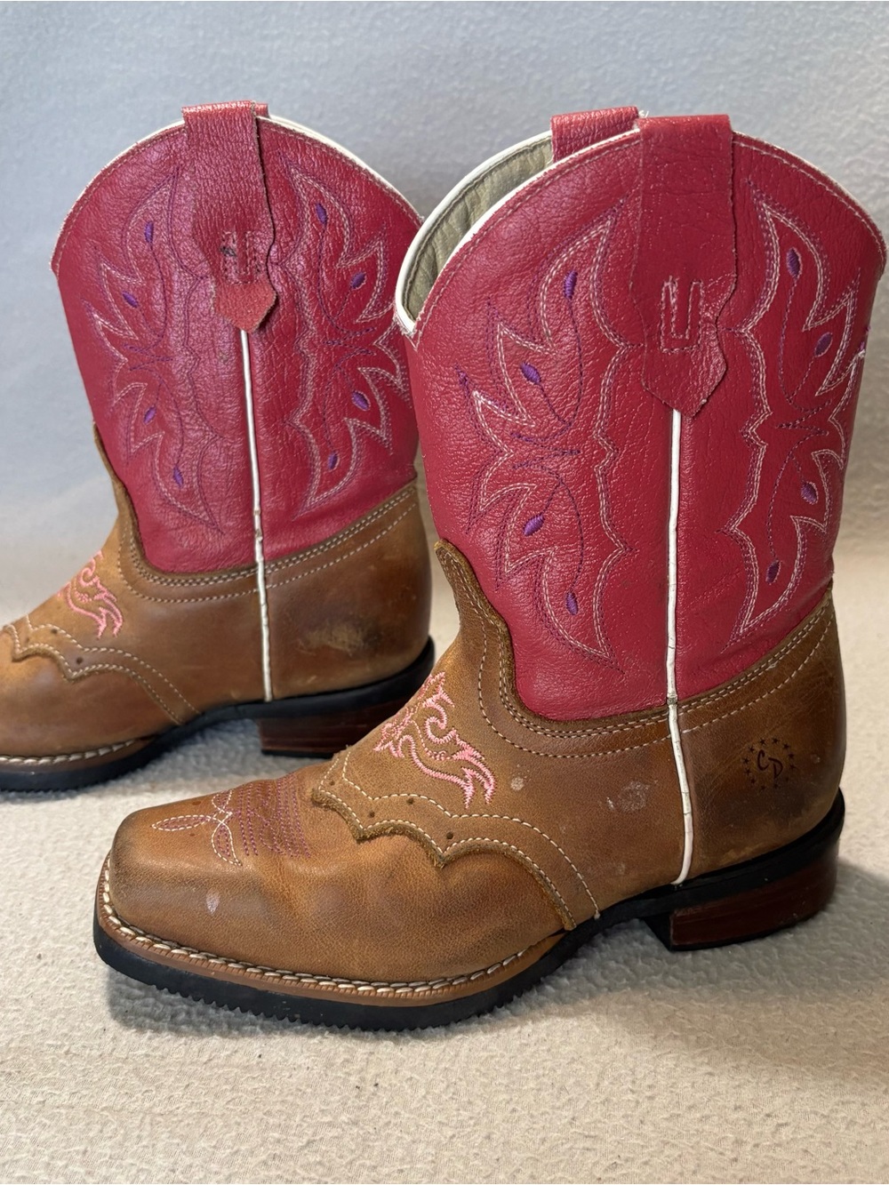 Caballo Dorado Girls' Two-Tone Pink and Brown Cowgirl Boots - Kids